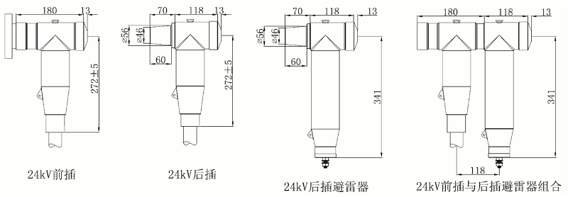 long8核材24kV欧式630A屏蔽型可分离连接器尺寸图.gif